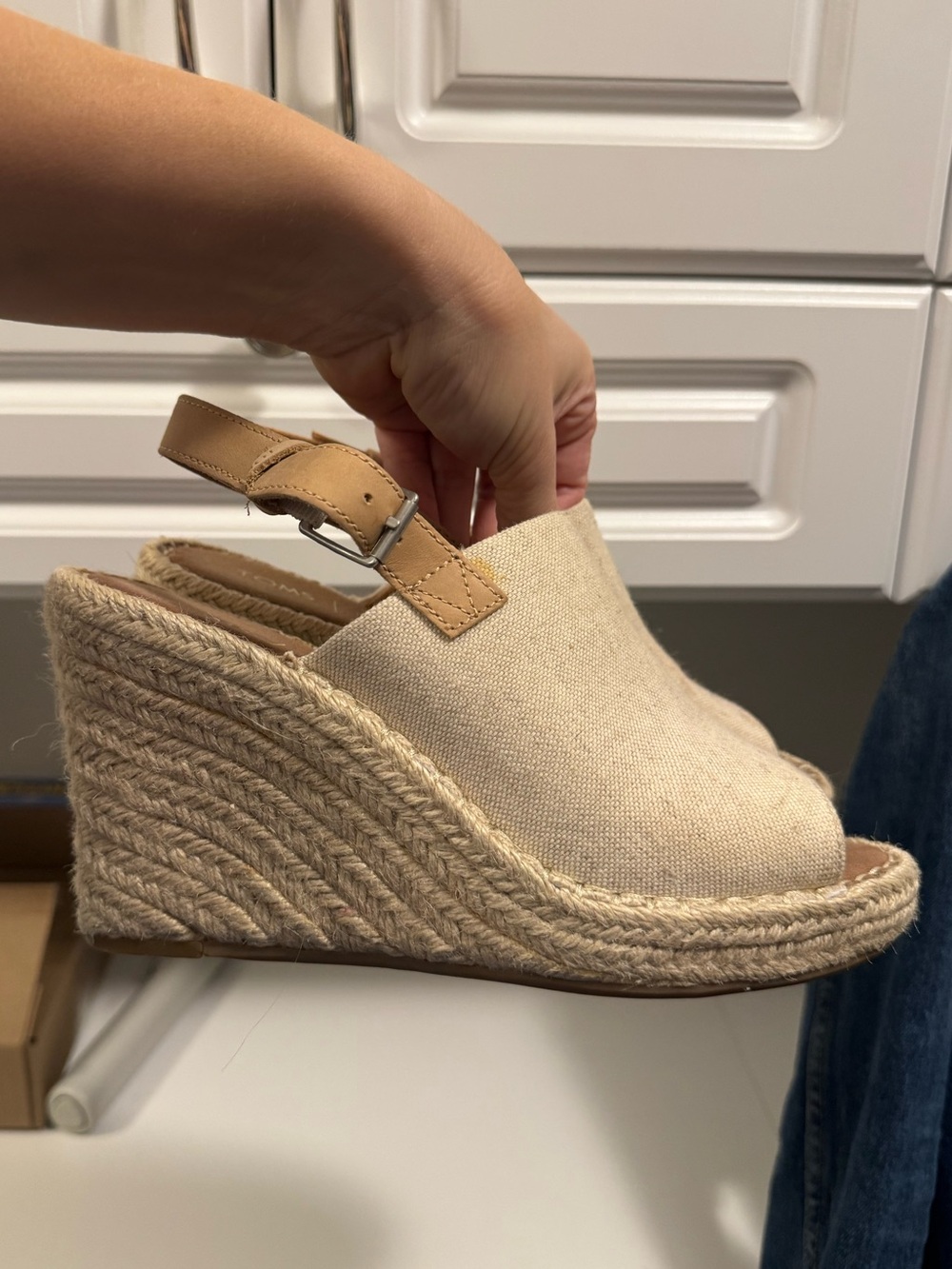 TOMS Linen Espadrille Wedge Sandal